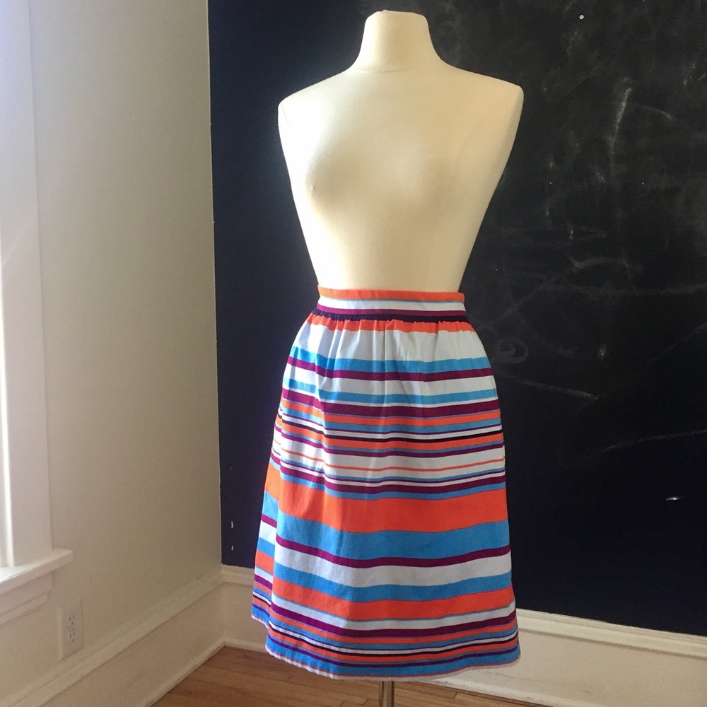 J. Crew Multicolor Striped A-Line Skirt